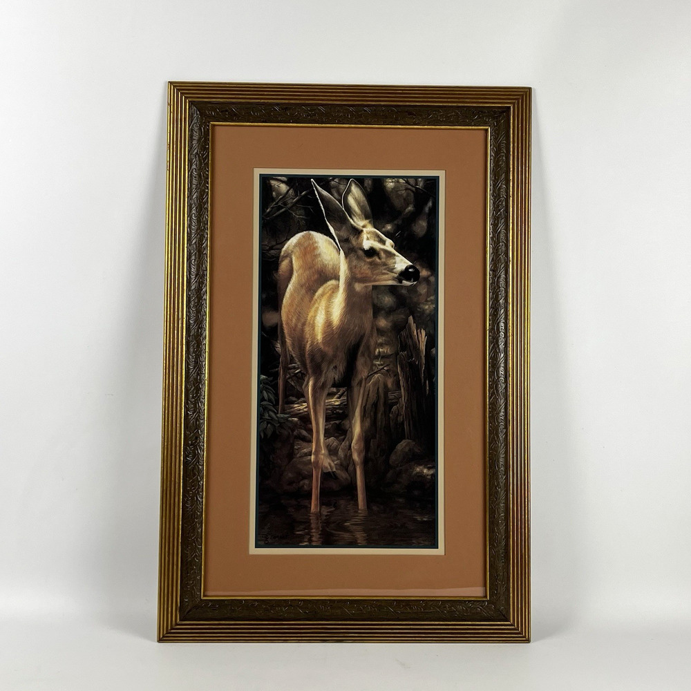 VTG Home Interiors The Yearling Deer Doe Framed Print 15x23 Wildlife C.S. Forest